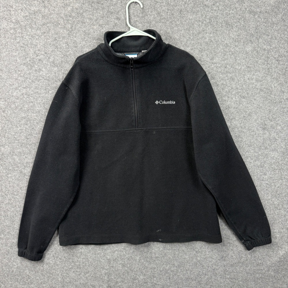 Columbia Fleece Pullover Jacket Black Men's Size XL Quarter Zip